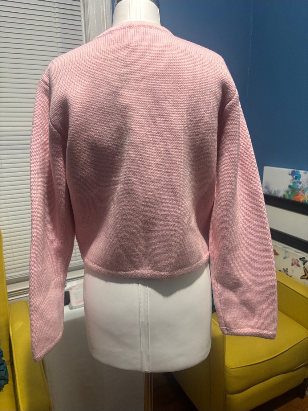 English Factory Pink Knit Button-Front Blazer - Picture 4 of 6